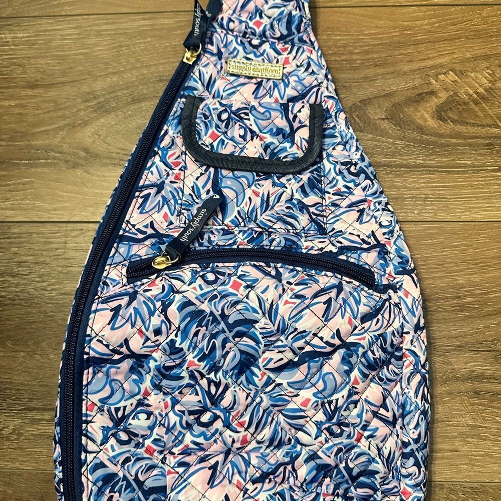 Simply Southern Sling Backpack - Blue Floral